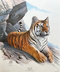 VINTAGE RON JENKINS SIGNED PRINT "SIBERIAN TIGER"