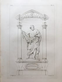 ITALIAN RELIGIOUS ARCHITECTURAL ENGRAVING ST BARTHOLOMEW