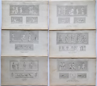 LOT OF 6 FRENCH ENGRAVINGS POMPEI AND HERCULANEUM