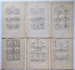 LOT OF 6 FRENCH ENGRAVINGS POMPEI AND HERCULANEUM