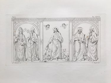 ITALIAN BASILICA ARCHITECTURAL ENGRAVING JESUS