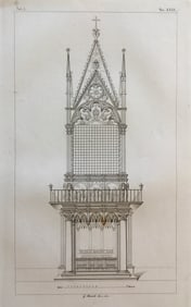 ITALIAN ARCHITECTURAL ENGRAVING ROMAN BASILICA INTERIOR