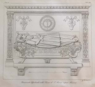 ARCHITECTURAL ENGRAVING ITALIAN BASILICA OF SAINT MARY OF MINERVA