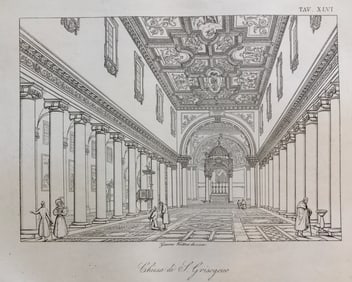 ARCHITECTURAL ENGRAVING ROMAN BASILICA DI SAN CRISOGONO