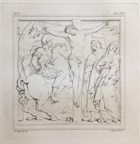 ARCHITECTURAL ENGRAVING ITALIAN BASILICA JESUS CRUCIFIXION