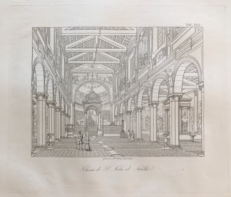 ARCHITECTURAL ENGRAVING ROMAN BASILICA SANTI NEREO E ACHILLEO