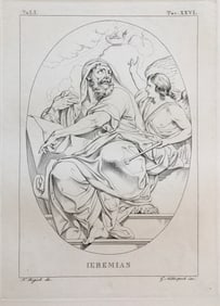 ARCHITECTURAL ENGRAVING ITALIAN BASILICA PROPHET JEREMIAH