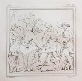 ARCHITECTURAL ENGRAVING ITALIAN BASILICA INTERIOR JESUS