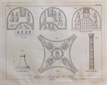 ARCHITECTURAL ENGRAVING ITALIAN BASILICA ST MARIA DELLA COLONNA