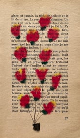 SMALL NAIVE DRAWING RED FLOWERS IN VASE