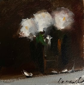 MINIATURE OIL PAINTING FLOWERS STILL LIFE