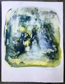 ABSTRACT EXPRESSIONIST PAINTING MIXED MEDIA ON PAPER