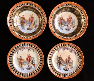 CHINESE PORCELAIN BOWLS AND HANGING PLATES MARKED