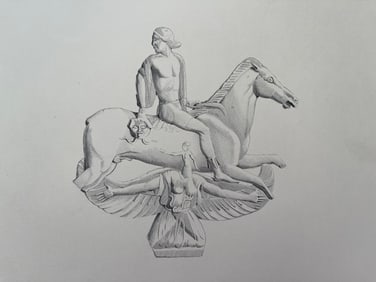 PERSEUS AND THE BEHEADED MEDUSA ANTIQUE ENGRAVING 19th.C