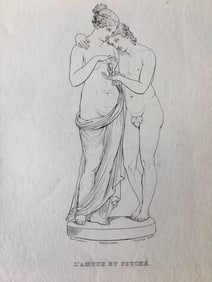 ANTIQUE CANOVA NEOCLASSICAL ENGRAVING L'AMOUR ET PSYCHE