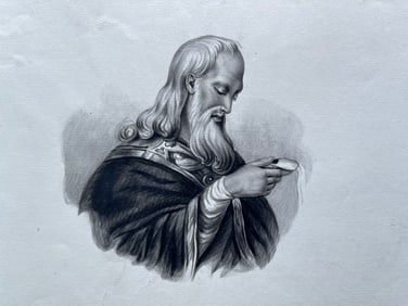 ANTIQUE FRENCH GRAPHITE DRAWING 19th C