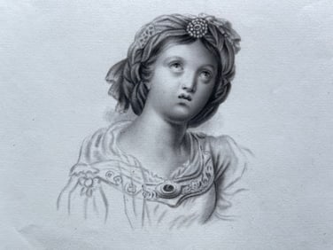 ANTIQUE FRENCH GRAPHITE DRAWING 19th C