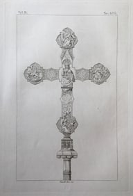 ANTIQUE ITALIAN RELIGIOUS ETCHING OF A CRUCIFIX LOCATED AT THE VATICAN