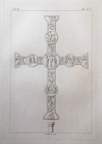 ANTIQUE ITALIAN RELIGIOUS ETCHING OF A CRUCIFIX LOCATED AT THE VATICAN