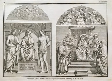 ANTIQUE ENGRAVING AFTER OLD ITALIAN MASTERS RAPHAEL AND PERUGINO