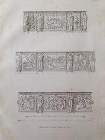 ANTIQUE ARCHITECTURAL ENGRAVING ITALIAN CATHEDRAL