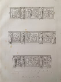 ANTIQUE ARCHITECTURAL ENGRAVING ITALIAN CATHEDRAL