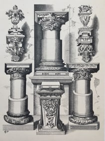 ANTIQUE GOTHIC ARCHITECTURAL PRINT WENDEL DIETTERLIN