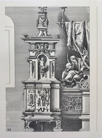 ANTIQUE GOTHIC ARCHITECTURAL PRINT WENDEL DIETTERLIN
