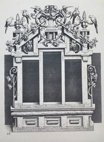 ANTIQUE GOTHIC ARCHITECTURAL PRINT WENDEL DIETTERLIN