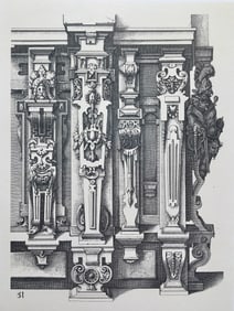 ANTIQUE GOTHIC ARCHITECTURAL PRINT WENDEL DIETTERLIN