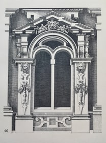 ANTIQUE GOTHIC ARCHITECTURAL PRINT WENDEL DIETTERLIN