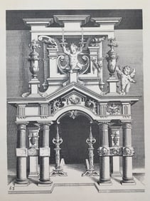 ANTIQUE GOTHIC ARCHITECTURAL PRINT WENDEL DIETTERLIN
