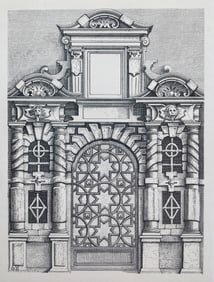 ANTIQUE GOTHIC ARCHITECTURAL PRINT WENDEL DIETTERLIN