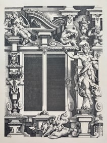 ANTIQUE GOTHIC ARCHITECTURAL PRINT WENDEL DIETTERLIN