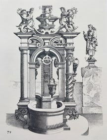 ANTIQUE GOTHIC ARCHITECTURAL PRINT WENDEL DIETTERLIN