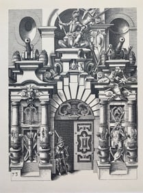 ANTIQUE GOTHIC ARCHITECTURAL PRINT WENDEL DIETTERLIN
