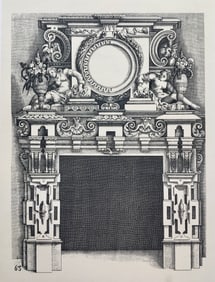 ANTIQUE GOTHIC ARCHITECTURAL PRINT WENDEL DIETTERLIN