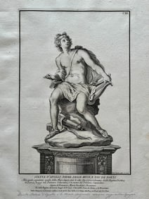 ANTIQUE ITALIAN ENGRAVING STATUE OF APOLLO