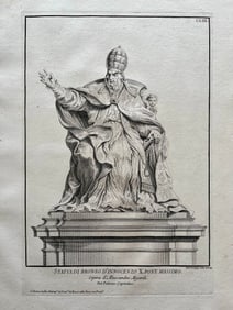 ANTIQUE ITALIAN ENGRAVING STATUE OF POPE INNOCENT