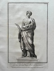 ANTIQUE ITALIAN ENGRAVING ROMAN STATUE OF SUSANA DI FRANCESCO
