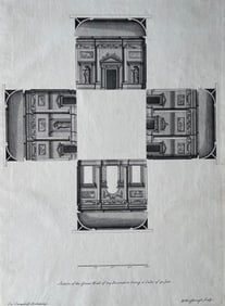 ORIGINAL ANTIQUE ARCHITECTURAL ENGRAVING VITRUVIUS BRITANNICUS