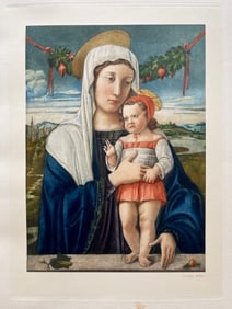 LARGE RELIGIOUS PRINT AFTER GIOVANNI BELLINI MADONNA AND CHILD