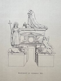 ANTIQUE PRINT AFTER ANTONIO CANOVA MONUMENT OF CLEMENT XIII