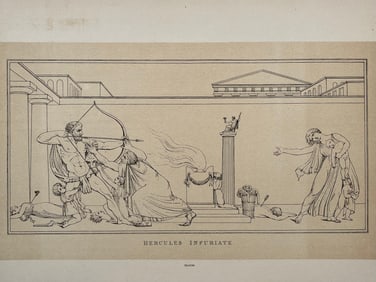 ANTIQUE PRINT AFTER ANTONIO CANOVA HERCULES INFURIATE