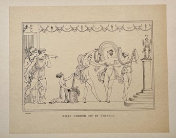 ANTIQUE PRINT AFTER ANTONIO CANOVA HELEN CARRIED OFF BY THESEUS