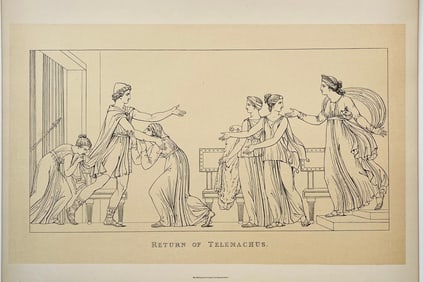 ANTIQUE PRINT AFTER ANTONIO CANOVA RETURN OF TELEMACHUS