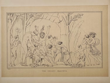 ANTIQUE PRINT AFTER ANTONIO CANOVA THE INFANT BACCHUS