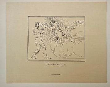 ANTIQUE PRINT AFTER ANTONIO CANOVA CREATION OF MAN