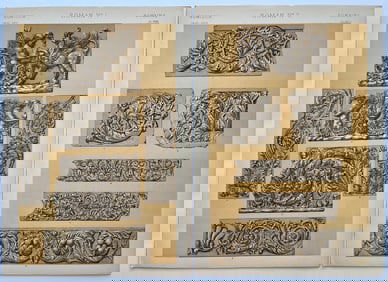 LOT OF 2 ANTIQUE CHROMOLITHOGRAPHS ROMAN DESIGN