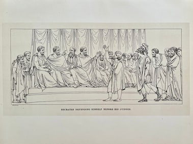 ANTIQUE PRINT AFTER ANTONIO CANOVA SOCRATES DEFENDING HIMSELF BEFORE HIS JUDGES